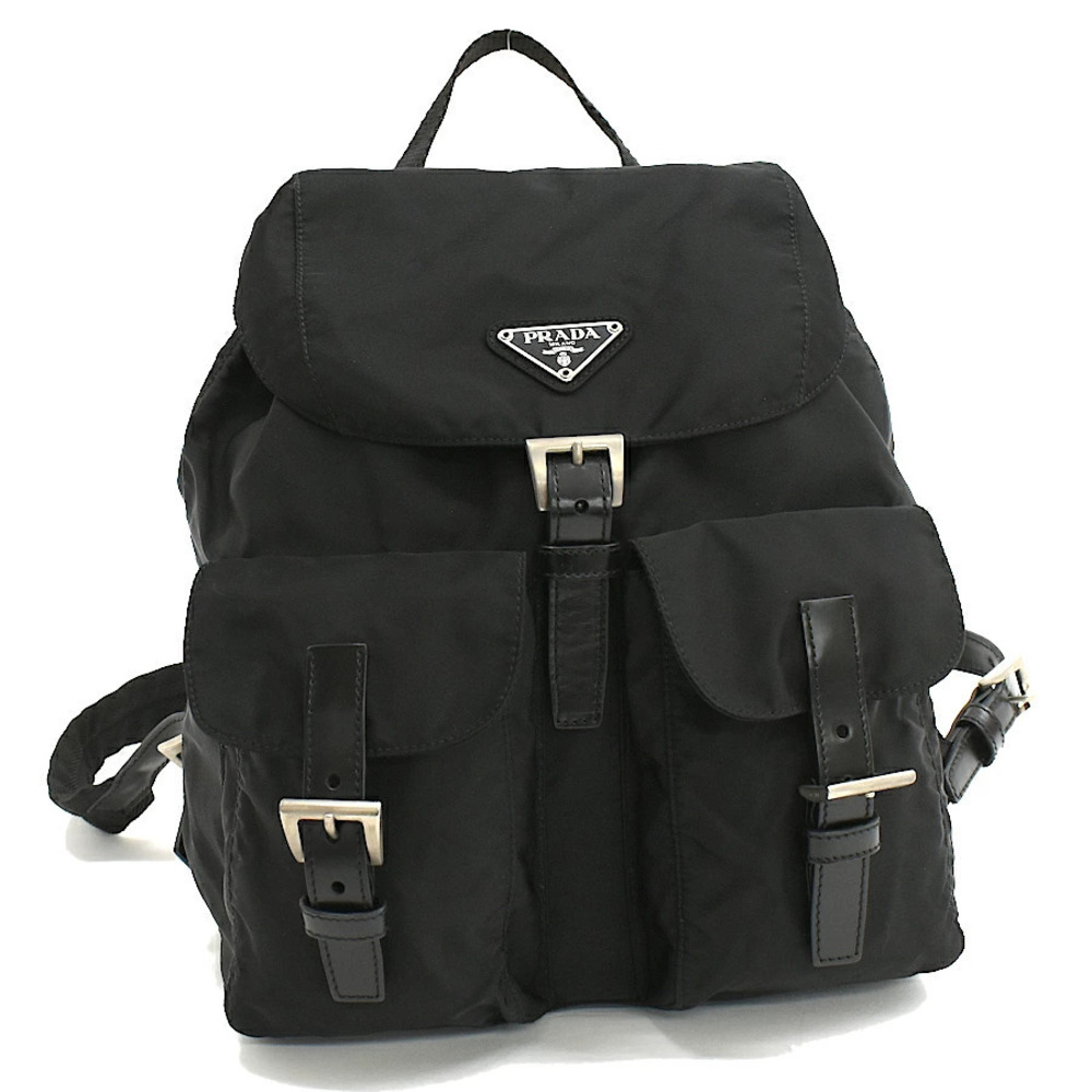 Prada VELA Backpack Pocono Black Triangle Plate